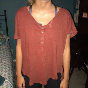 free people guarter button down